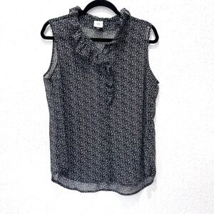 CAbi sing along Black and‎ White Ruffled Blouse M